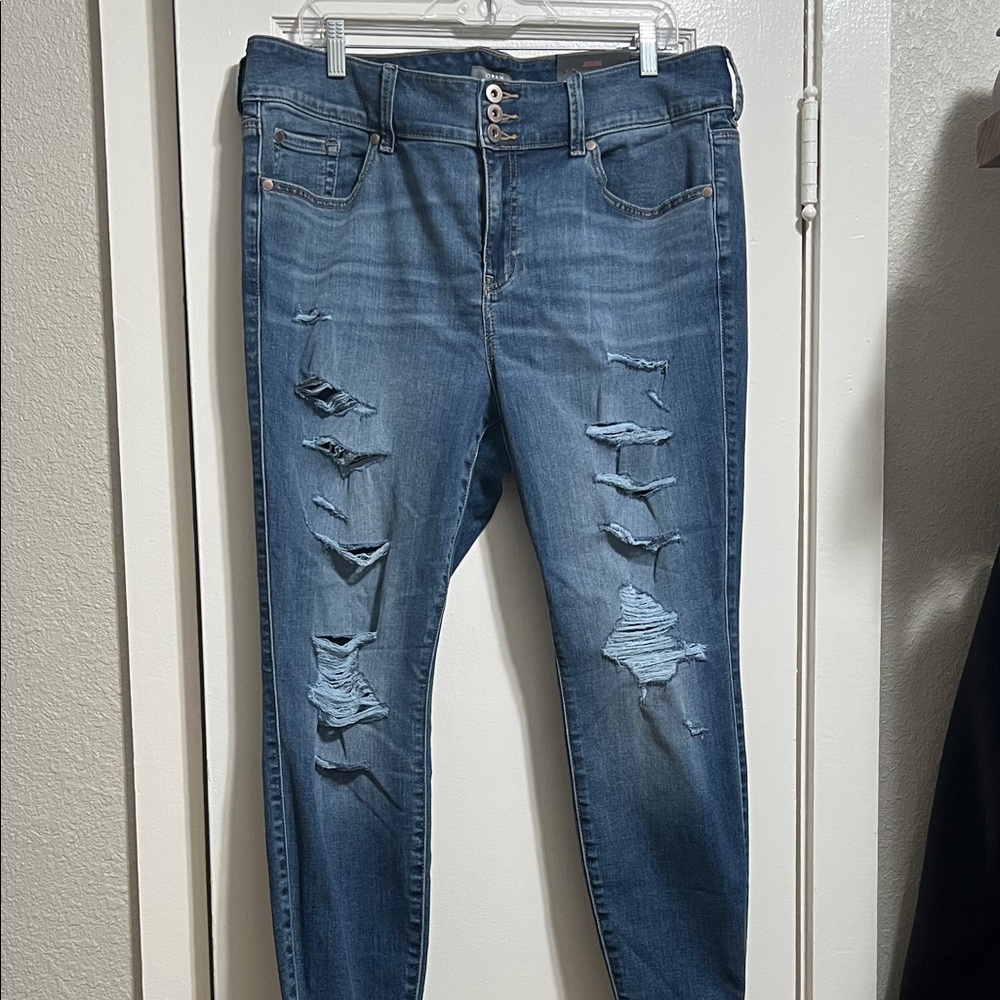 Torrid Blue Distressed Skinny Jeans